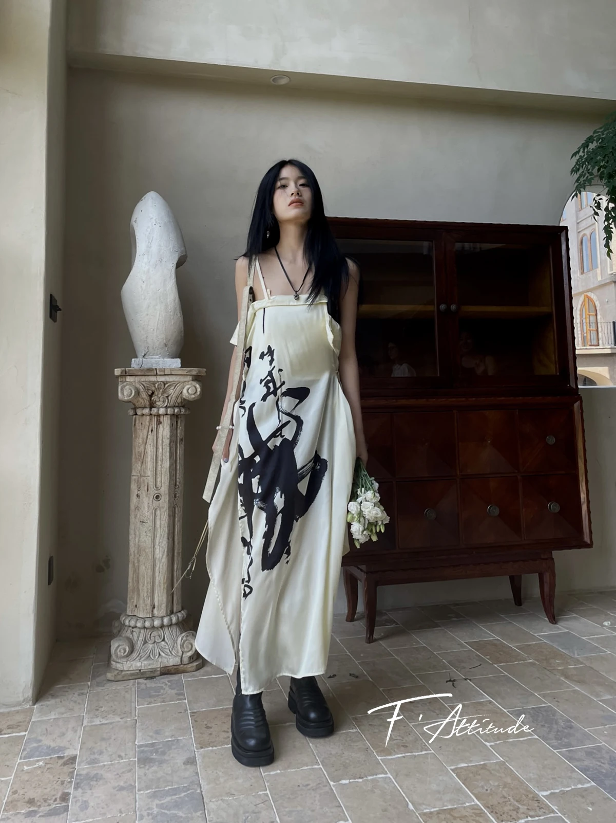 

Summer High Waist Midi Split Dr Irregular Calliaphy Design Women's Strap Dr Faionable And Ele Long Skirt