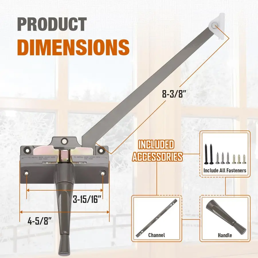 Straight Arm Operator for Anderson Window Crank Replacement for Left Window with 83 8 Arm Length, Works with PermaShield Casemen