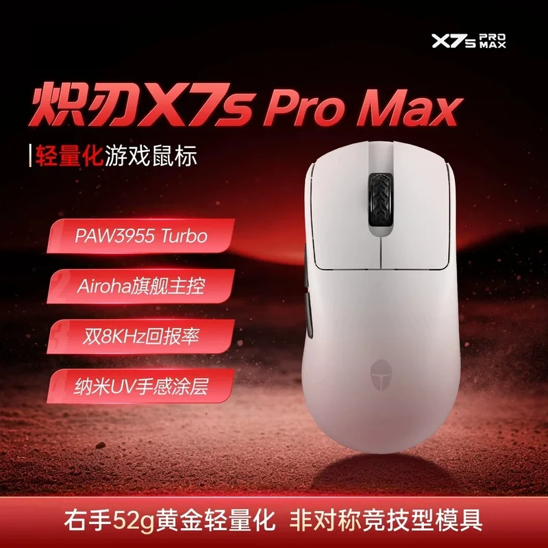 NEW Thunderobot X7s Pro Max 52g PAW3955 Turbo 40K DPI Dual 8K Wireless Gaming Mouse 500mAh Ergonomic for PC Esports
