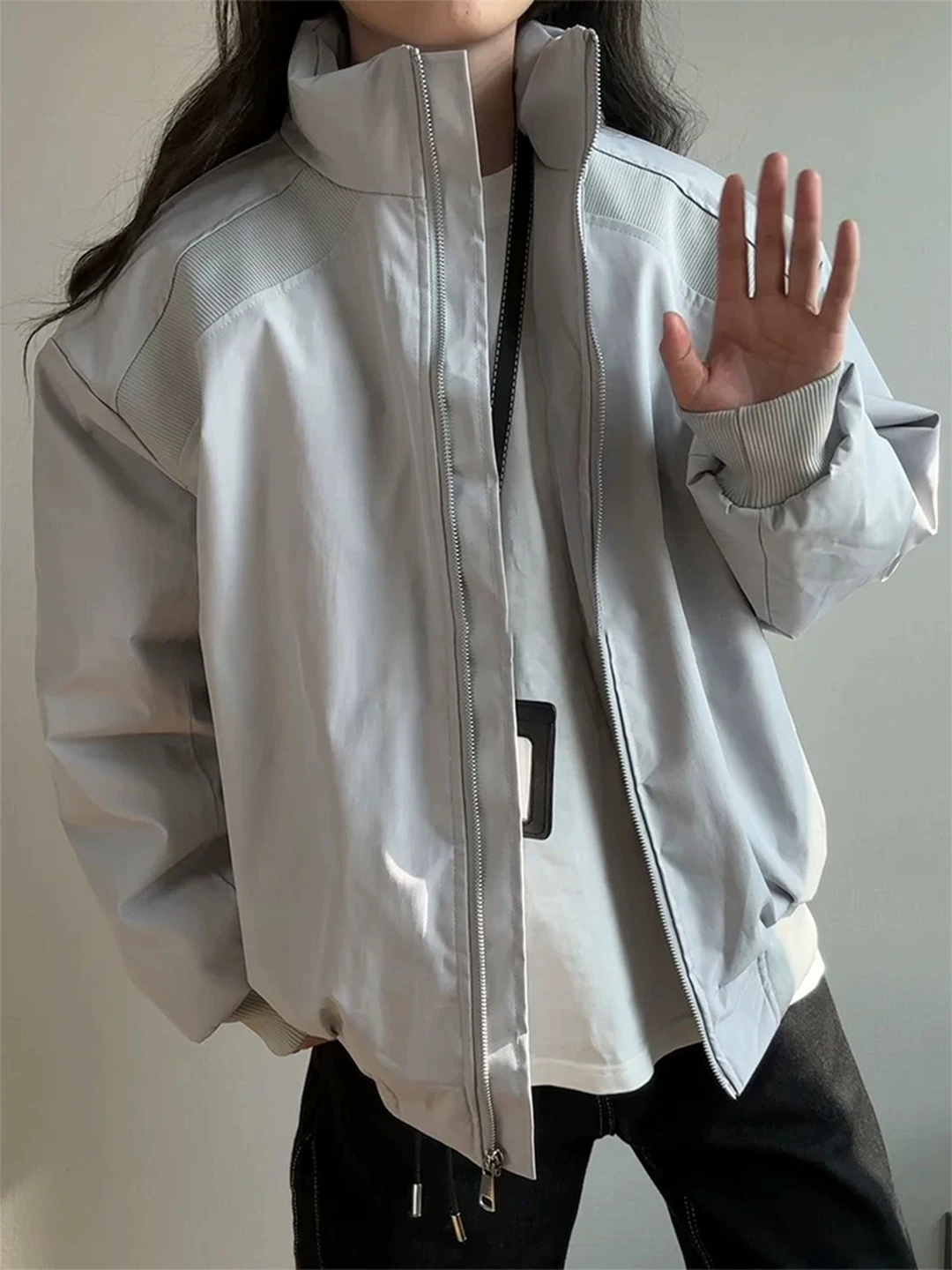 

American Sle Bomber Jaet Thiened Cotton Coat for Men Winter Cleanfit Baseball Sle Side Cut Enhanced with Cotton Warmth