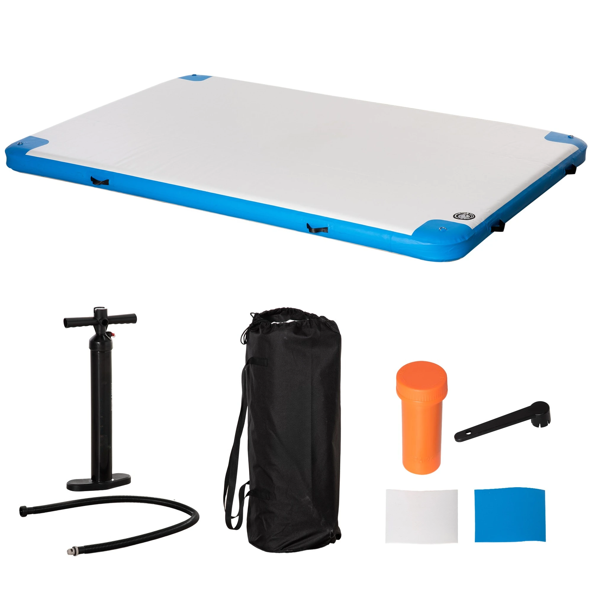 

10' x 7' Water Floating Dock, Rafting Inflatable Island with Air Pump and Backpack for Pool, Beach, Ocean, Blue