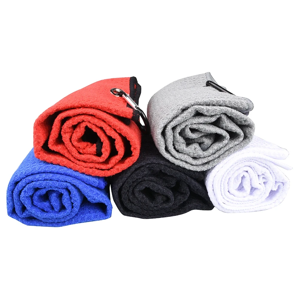 40x60cm Golf Towel With Hook 5 Colors Microfiber Fabric For Golf lovers Duty Clip Carabiner Accessories