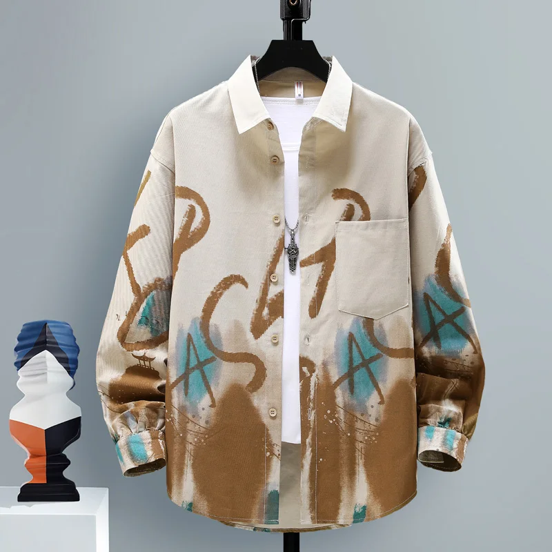 

Men's Long Sve Cotton irt Casual Thin Workwear Spring Autumn Trendy Brand Versatile Youth Pure Cotton Loose Fit Jaet