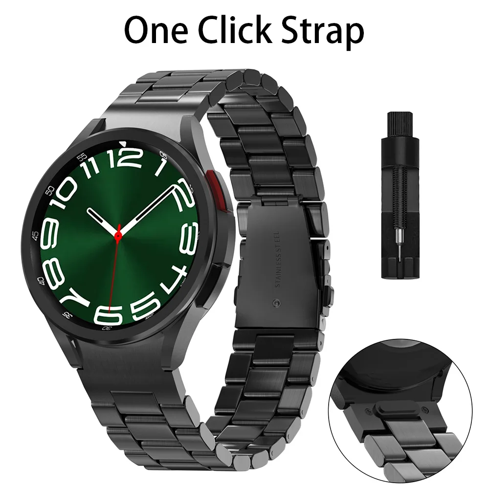 No Gaps Quick Fit Stainless Steel Strap For Samsung Galaxy Watch 6 5 4 Classic 43mm 47mm 40mm 44mm 42mm 46mm 5Pro 45mm Watchband