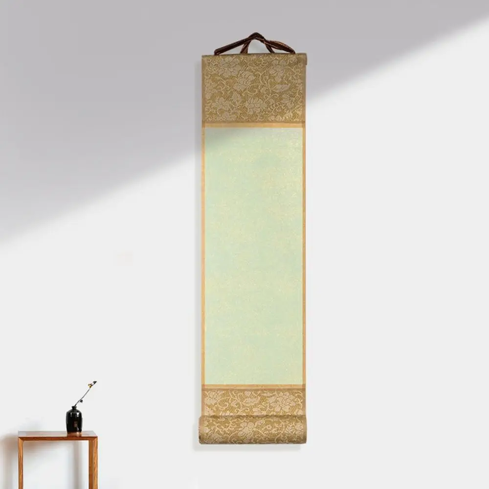 Teahouse Gilded Rice Paper Scroll Blank Hanging Scroll Painting Drawing Paper Mini Batik Trumpet Scroll for Home Decoration