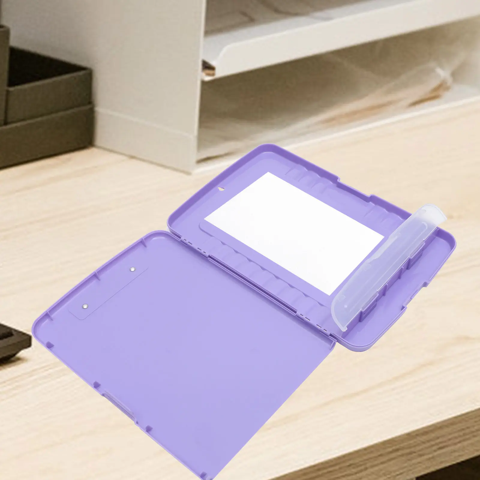 

Clipboard Storage Box Portable Purple PP Document Organizer Large Capacity A4 Paper Holder File Project Case Office Supply