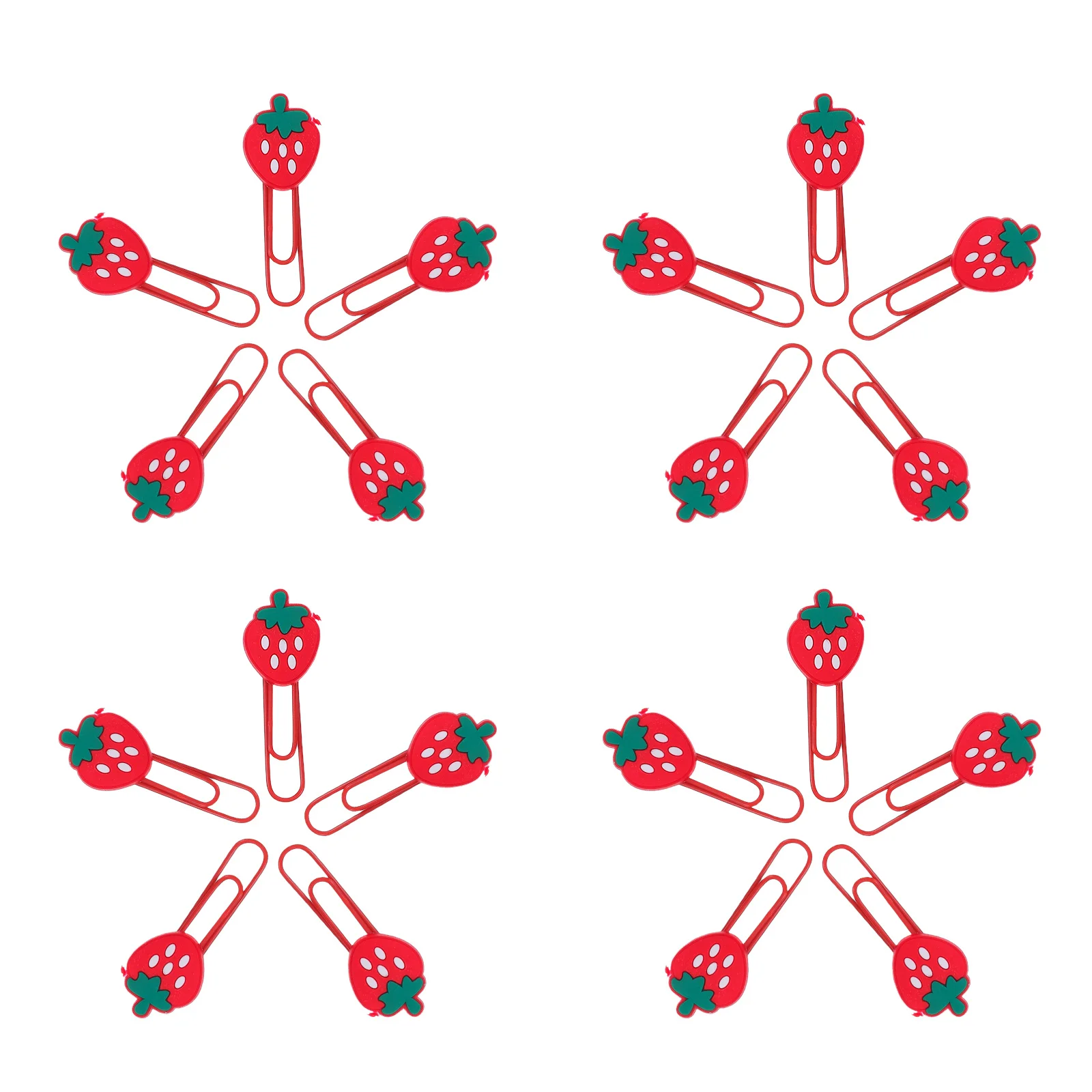 30Pcs Cute Strawberry Paper Clips Colorful Cartoon Paperclips Decorative Note Clip Creative Bookmarks for Students Office