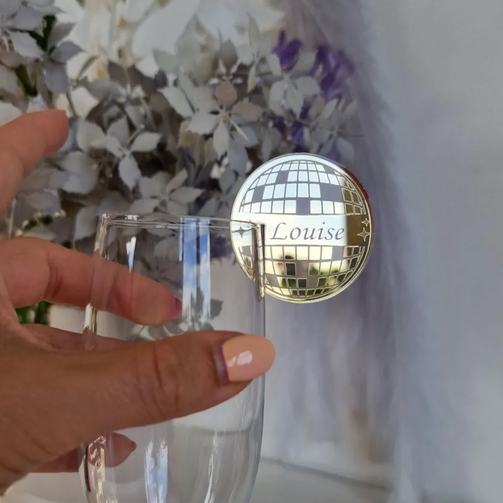 Custom Disco Ball Acrylic Drink Tag  Personalized Place Card  Last Disco Drink Charms  Disco Bachelorette Favors  Hens Party
