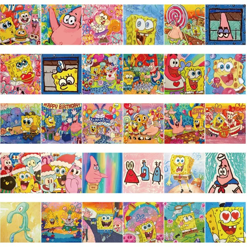 50pcsSpongeBob باتريك ستار الكرتون لطيف النفط اللوحة الرياح ملصق مضاد للمياه جراب هاتف مذكرات كوب الديكور صبي وفتاة هدية.