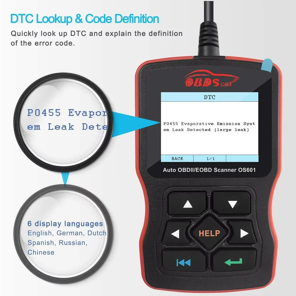 OBDscar OS 601 Automotive OBD2 Scanner Read Erase Code Reader Professional Scan Tool Car Full-Systems Diagnostic Scan Tool