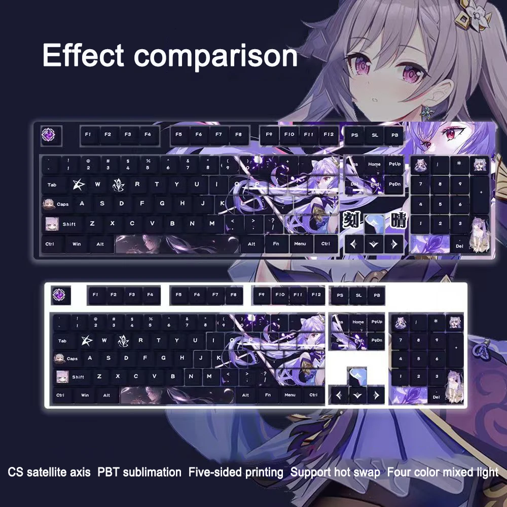 Imagem -05 - Genshin Impact-tema Teclado Mecânico Keycaps Plástico Pbt Fundo Branco Jogos Faça Você Mesmo Dye-sublimation 104 Chaves