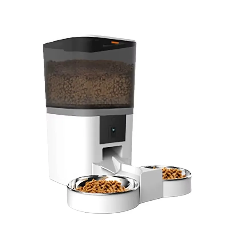 Automatic Durable Stainless Steel Pet Feeder, Battery Powered WiFi Smart Charging Option, Video App Control, Indoor Use