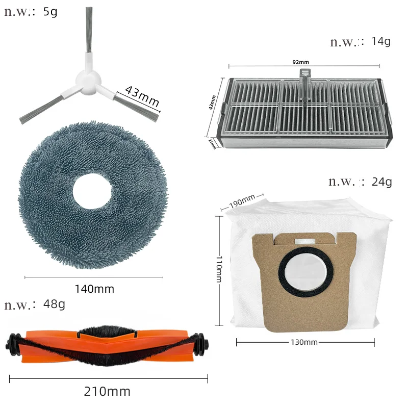 Accessories  For Xiaomi Mijia M30S D103CN  Vacuum Cleaner Part Main Side Brush Hepa Filter Mop Cloth Rag Dust Bag Replacement