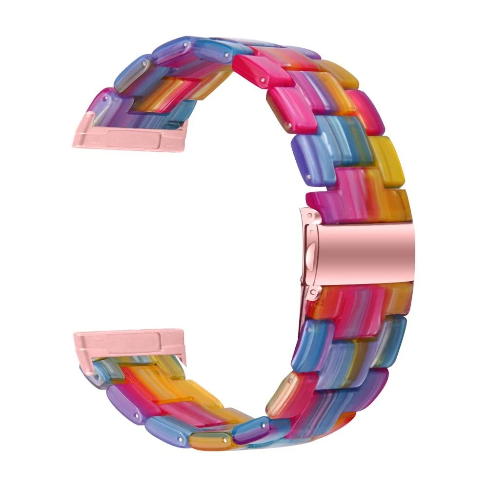 Resin Straps for Fitbit Versa 3/ 4/ Sense Band Luxury Wristbands Replacement Bracelet Strap for Fitbit Sense 2 Metal Buckle