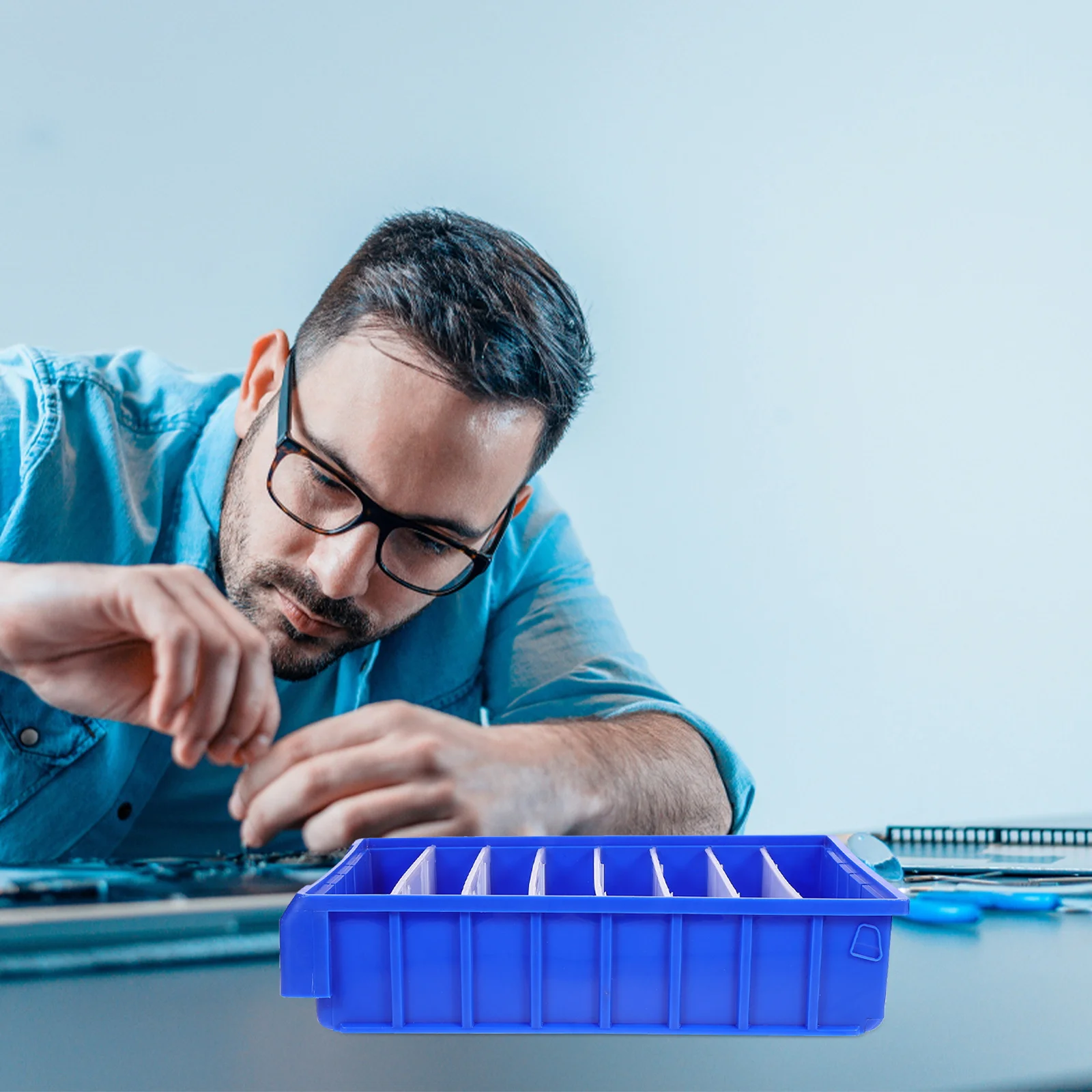 صندوق تخزين لولبي منظم من البولي إيثيلين شديد التحمل لورشة عمل المرآب وأجزاء خزانة أدوات المطبخ وحاوية فرز