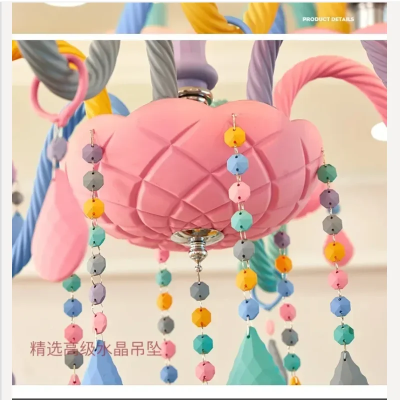 

Macaron color Improvement European Style Macaroon Creative Crystal Light Fixtures Home Rainbow Girl Princess Children's Bedroom