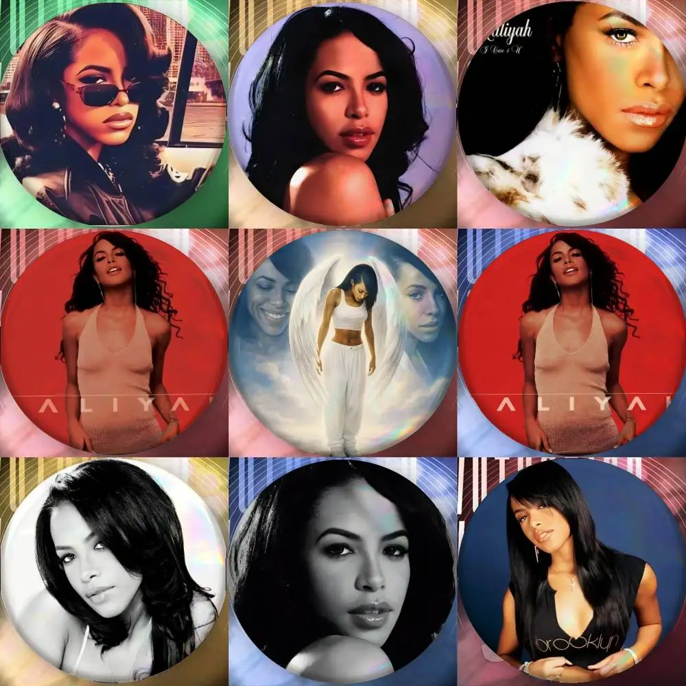 singer a-aaliyah  Badge Tinplate Meme Round Brooch for Hat Bag Creative Lapel Jewelry Accessories Gifts