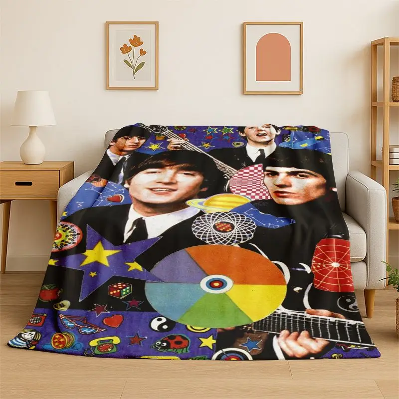HD B-Beatles Rock Band Star Flannel Blanket Soft Warm Throw Blanket for Bedroom Living Room Bed Travel office Picnic Fest Gift
