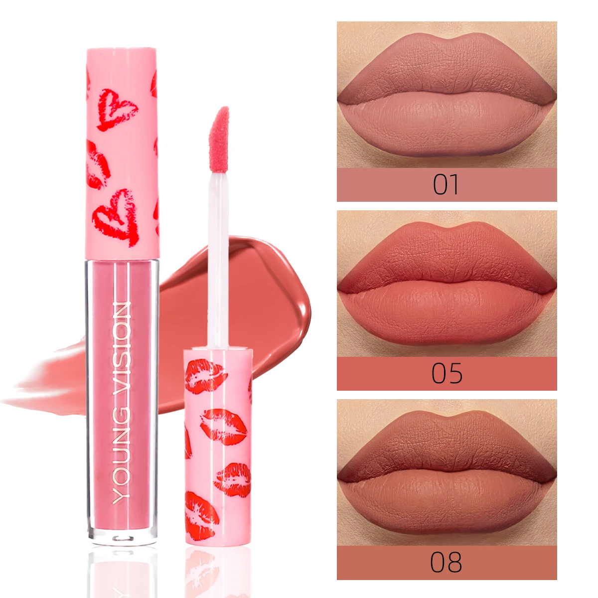 Brillo Labial Líquido Mate de 12 Colores, Larga Duración, Antiadherente, Resistente al Agua, Color Intenso, Lip Mud
