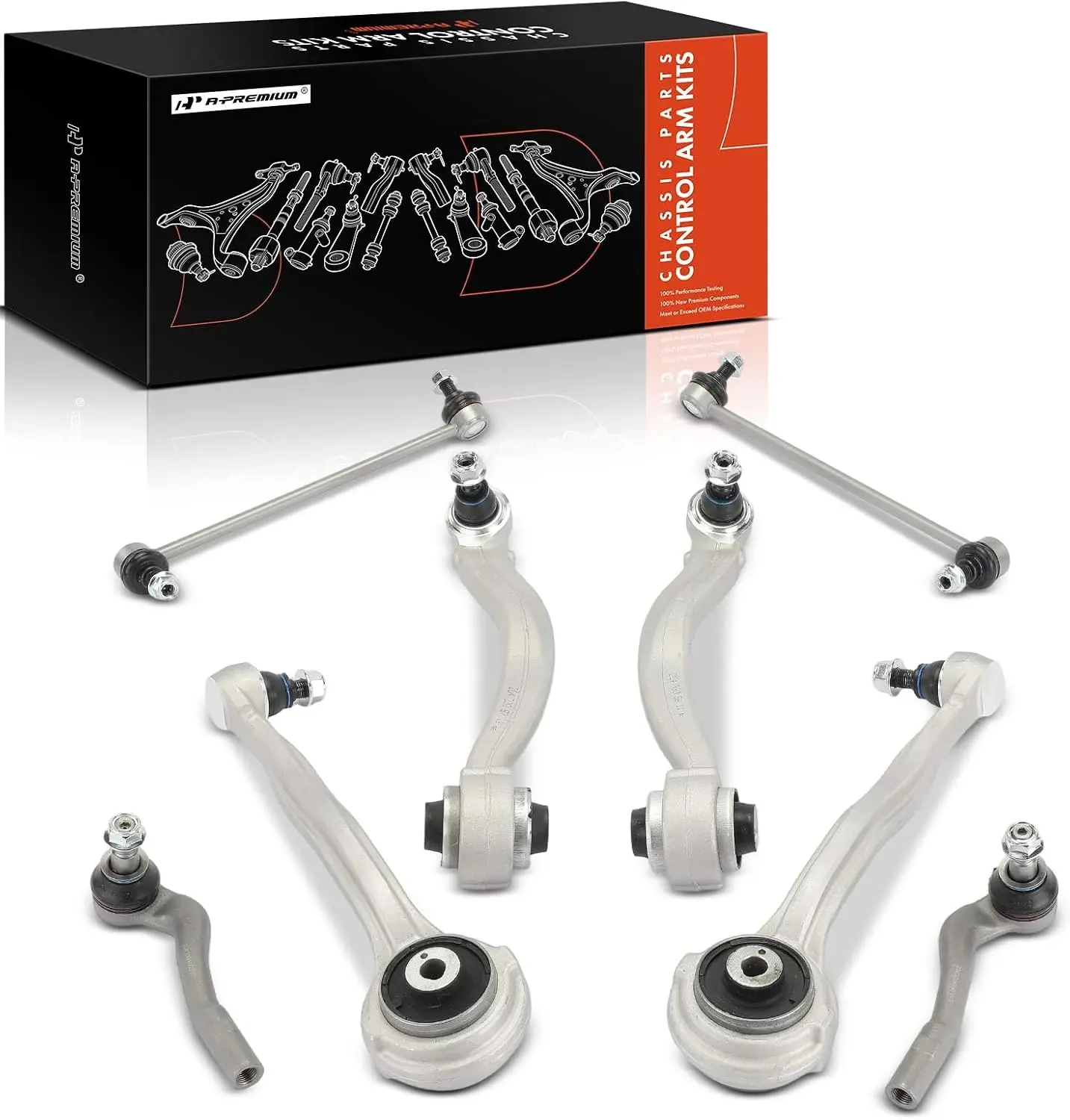 Front Suspension Kit, 8-Piece Set Including Lower Forward and Rearward Control Arms