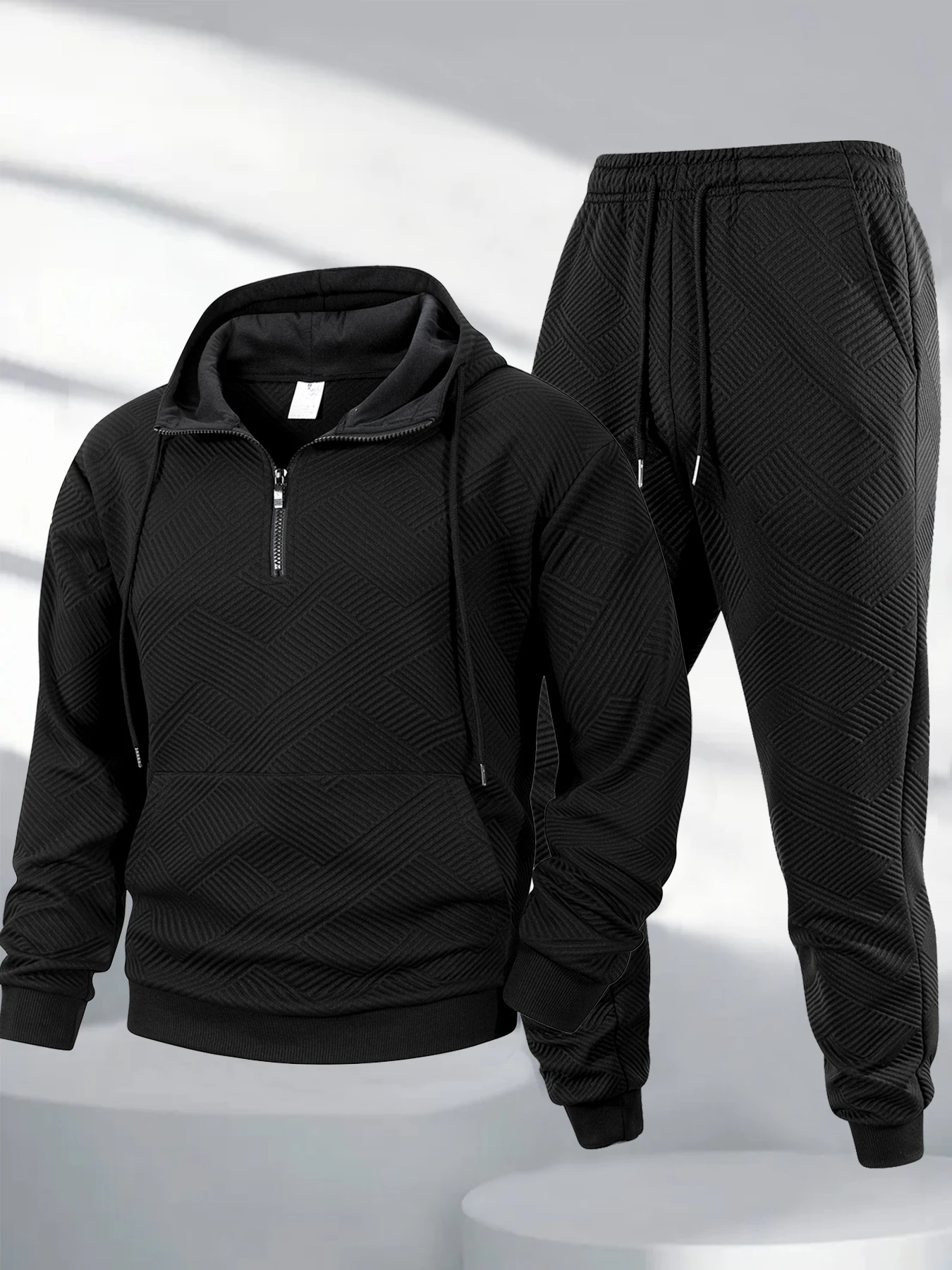 Sudadera con capucha y pantalones con cremallera de otoño para hombre, conjunto de dos piezas, ropa deportiva informal para exteriores, jersey con múltiples bolsillos, traje de pantalones