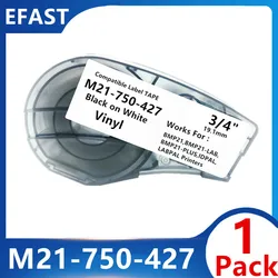 BM21-750-427 블랙 온 화이트 비닐, 호환 BRADY BMP21 플러스, 휴대용 라벨 프린터, 자체 라미네이팅 비닐, 19.05mm x 4.27m, 1 개