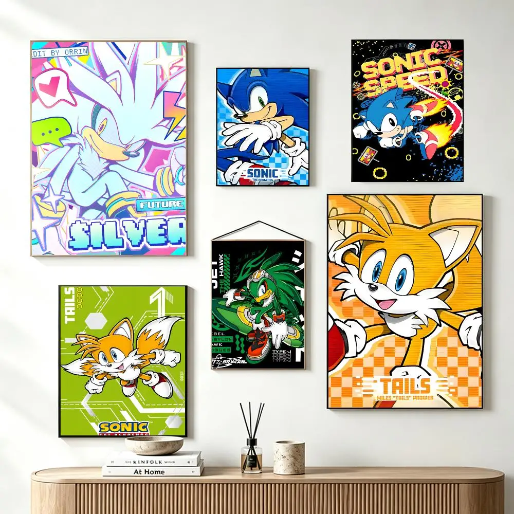 Game Platform Sonic The Hedgehog Poster Self-Adhesive Wall Art HD Print For Dorm Teen Room Decor Gift