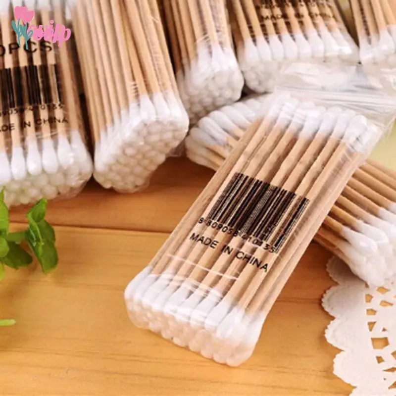 1Bag Double Head Cotton Swab Baby Care Cleaning Makeup Remover Tip Wood Tools Outdoor Emergency Wound Care Dressing