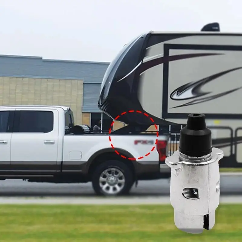 

1pc 7-Core European Trailer Power Supply Aluminum Alloy Plug European Standard-Hole Trailer Trailer Tail Light Harness Head