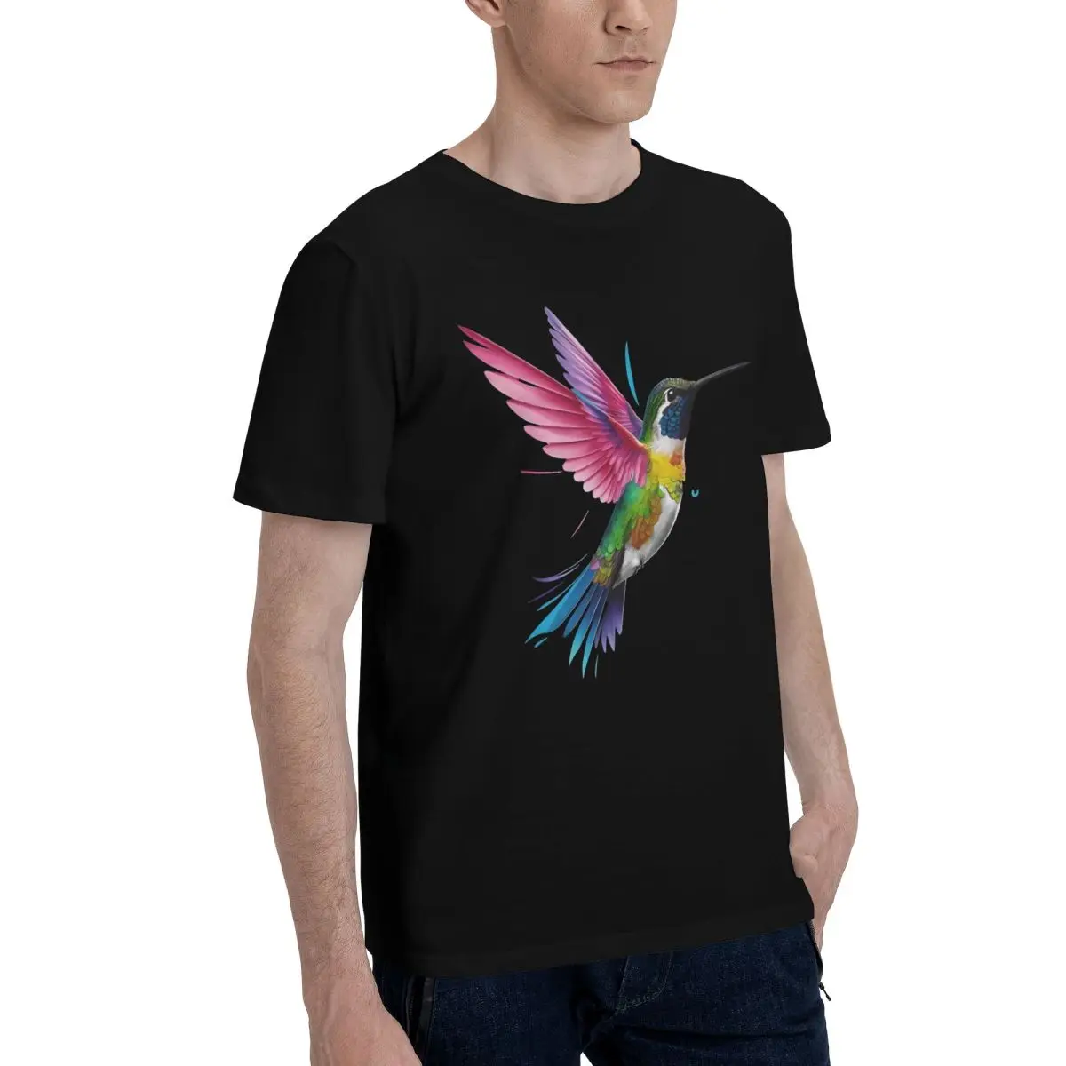 Colorful Hummingbird Art Move Championship premium Tshirt Top quality Activity competition Eur Size