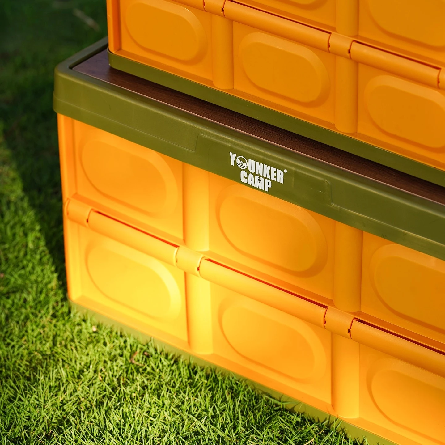 صندوق تخزين قابل للطي 50 لتر/30 لتر للتخييم في الهواء الطلق، منظم قابل للطي وخفيف الوزن بسعة كبيرة مع غطاء خشبي