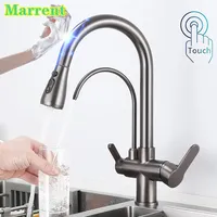 Grey Touch Filter Kitchen Faucets Hot Cold Pull Our Kitchen Sink Mixer Tap 3 Ways Home Drinking Water Tap Sensor Kitchen Faucet