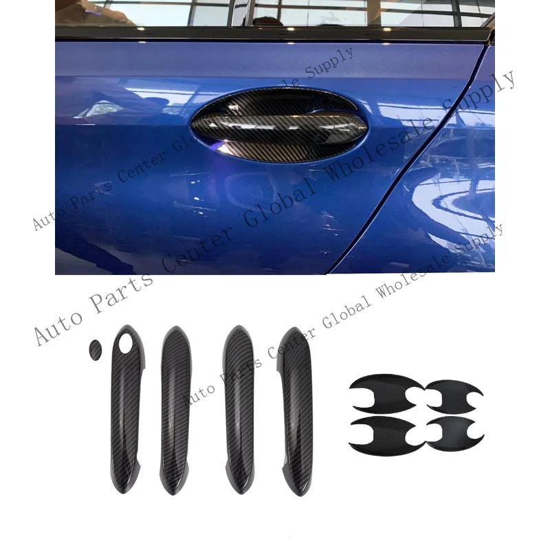 L+ For 2019-2024 BMW 3 Series Carbon Fiber Side Door Handle Bowl Molding Cover Trim