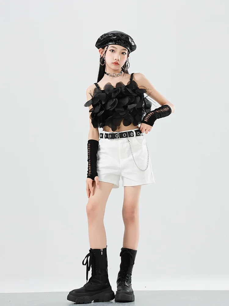 Street dance costumes performance costumes hip-hop children's clothing leather skirts Latin jazz girls' suit performances