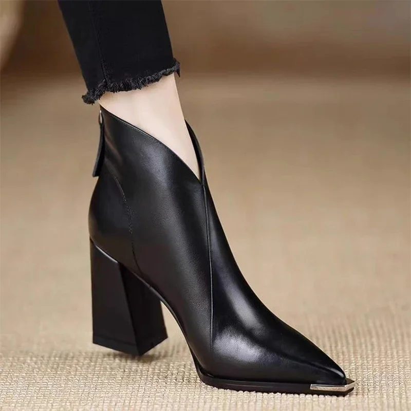 

High Heels Women's Ankle Boots Pointed Toe Fashion Shoes for Woman Winter Boots 2025 Sexy Pumps New Trend Mujer Chelsea Botas