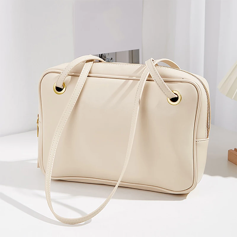 

2024 new PU leather retro leisure messenger bag niche senior one-shoulder portable bowling bag female large capacity Boston bag