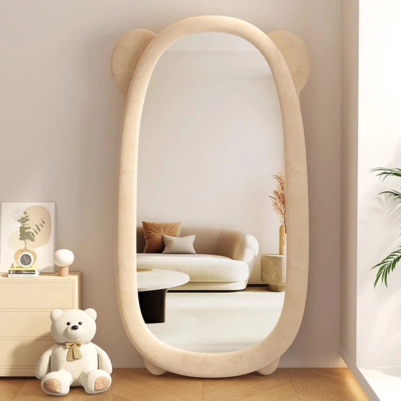Lindo espejo Funky ovalado cosméticos círculo piso grande maquillaje largo dormitorio estético espejo redondo de pie Spiegles productos para el hogar