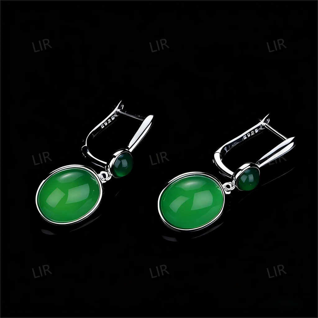 أقراط فضية S925: العقيق الأخضر الطبيعي "توهج أخضر" |   عصرية احترافية أنيقة + شهادة مجوهرات