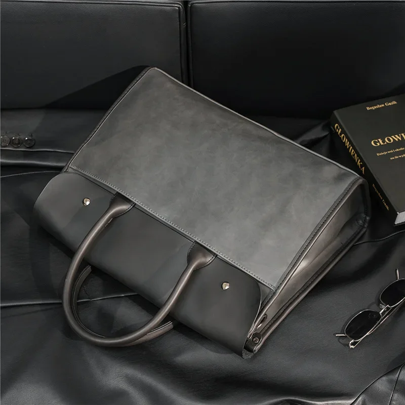 대용량 남자 서류 가방 빈티지 PU 가죽 손 가방 어깨 스트랩 Satchels 남성 Crossbody 가방과 남자 노트북 핸드백