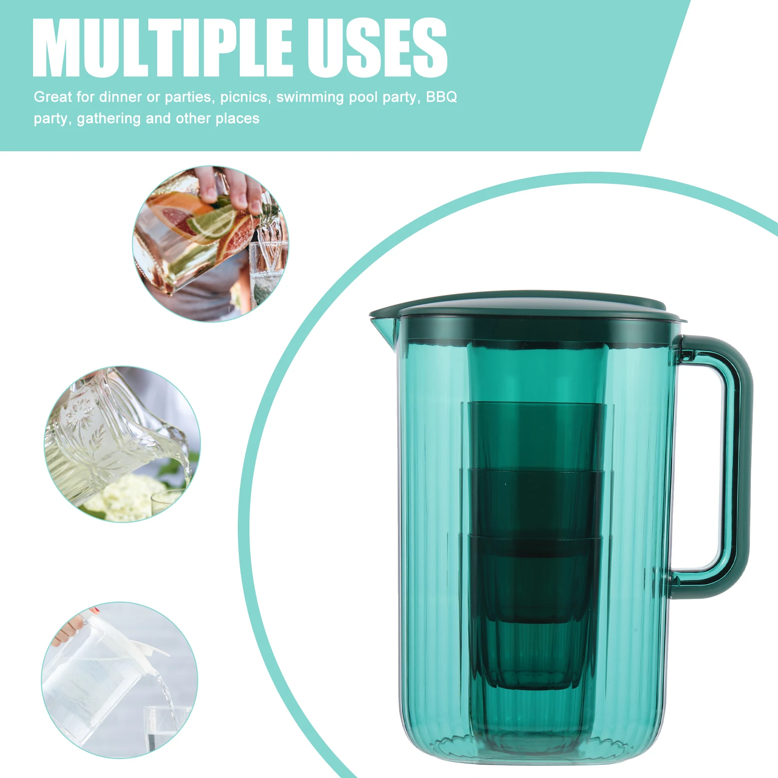 

1 Set Cold Water Kettle With Cup Transparent Portable Drinking Pitcher For Home Office Party Picnic Bbq Juice Tea Milk Storage