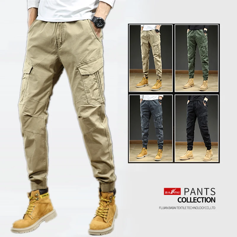 

BAPAI 2023 Men's Fashion Work Pants Outdoor Wear-resistant Mountaineering Trousers Work Clothes Street Fashion Cargo Pants