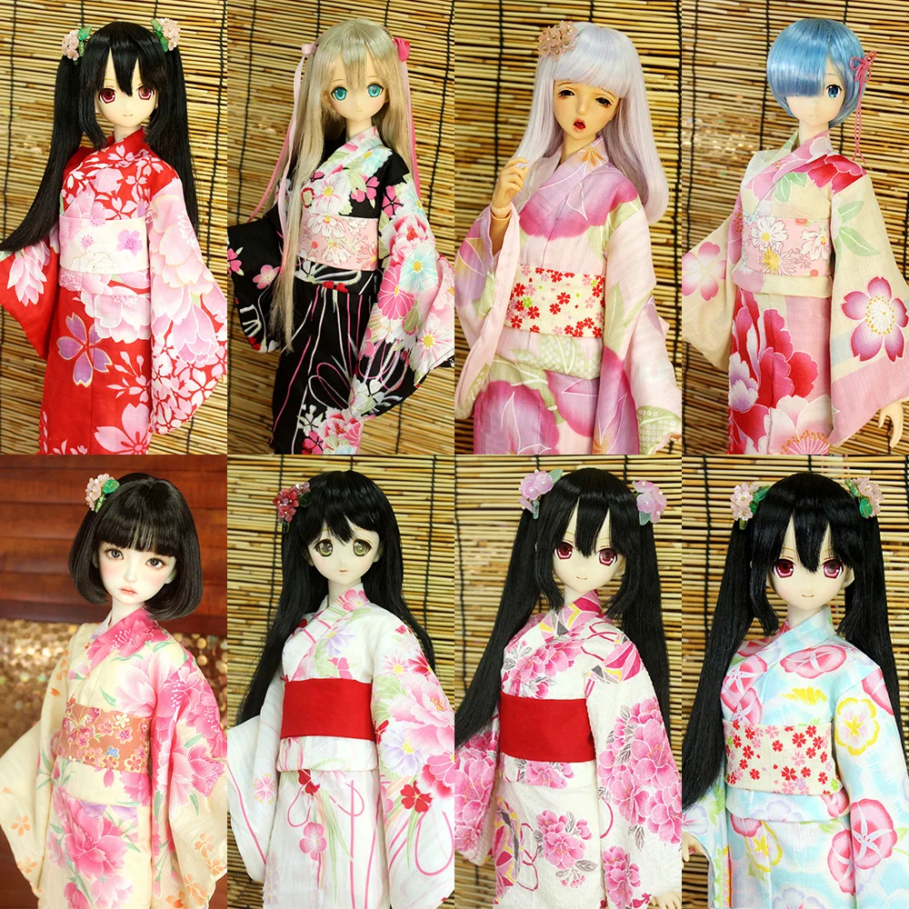 [High Quality] 1/3 1/4 Women's Long Style Sakura Kimono Bathrobe for MDD Azone AP SD DD Dolls