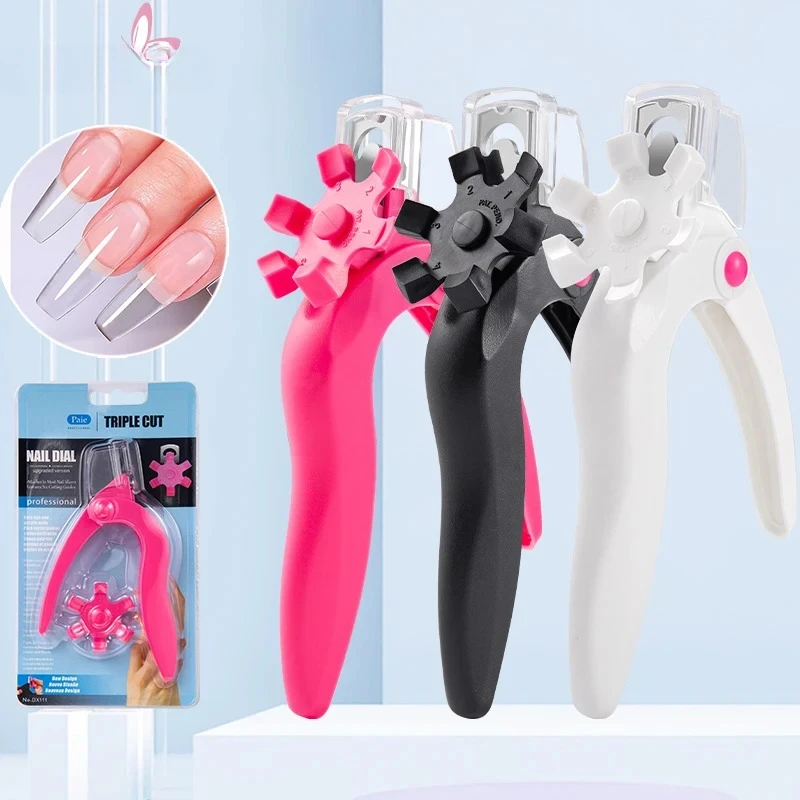 New U Shaped Nail Clipper Acrylic Fake Nail Scissors Nail Tip Edge Cutter Trimmer Manicure with Sizer Precise Cutting Nail Tools