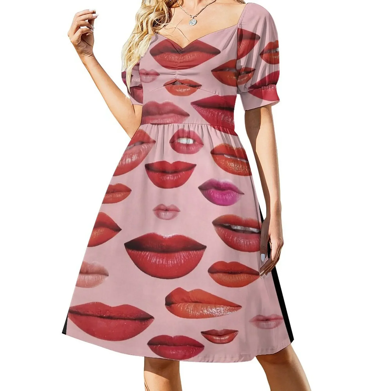 

Juicy Red Lips Kiss Me Sleeveless Dress dress party night women's summer dress 2025