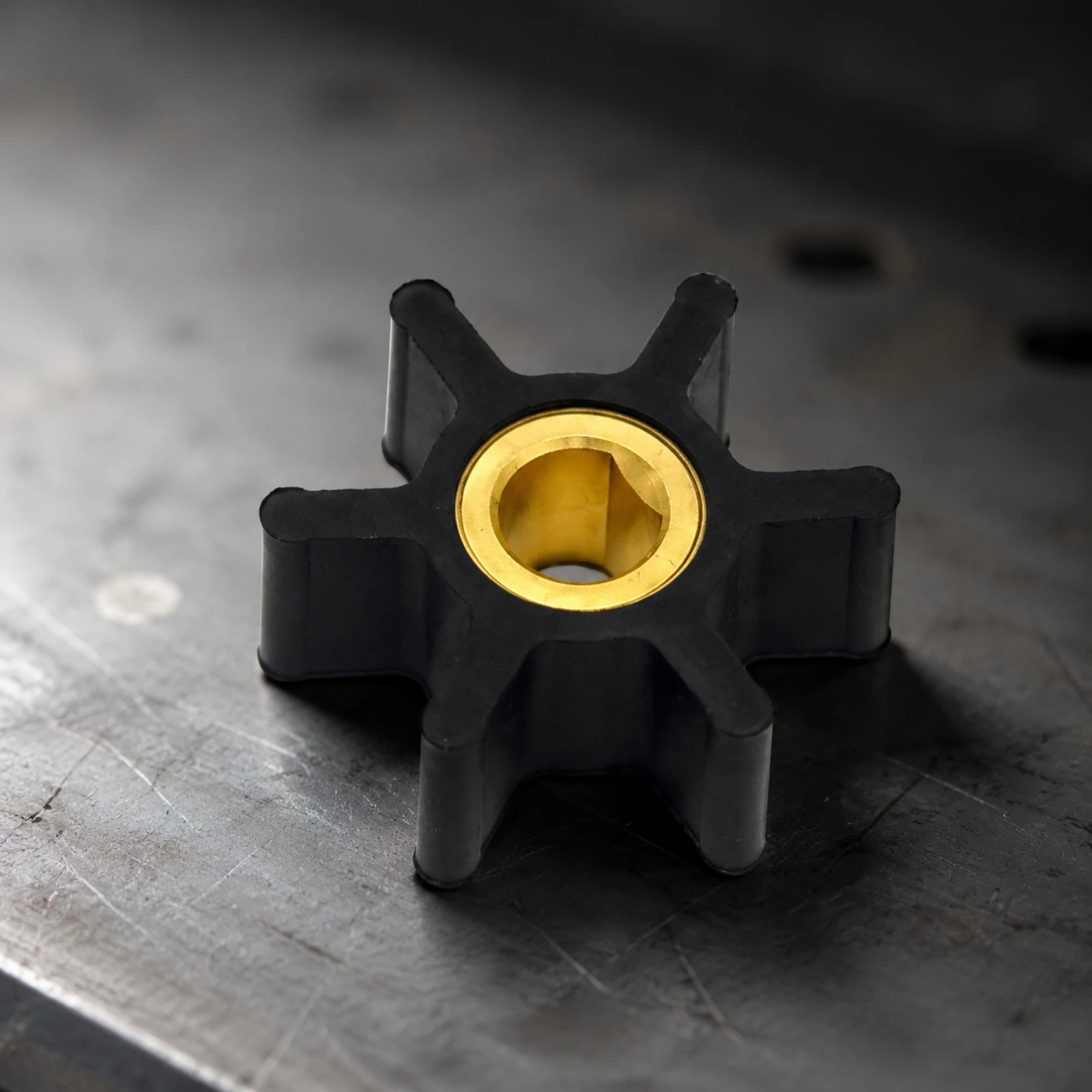 Marine Engine Water Pump Impeller with Brass Drive Insert for Boat Cooling System Replacement Part