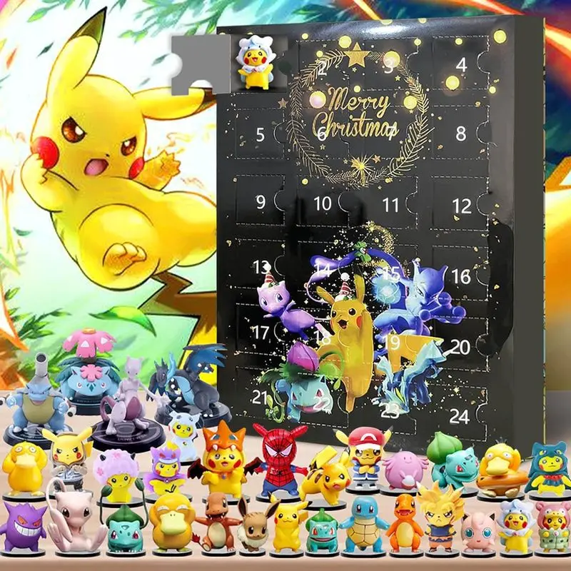 Pokemon 24 giorni Calendario per il conto alla rovescia di Natale Figura Scatola dell'Avvento Scatola misteriosa di Natale Bambola Anime Figuras periferiche Regalo per bambini