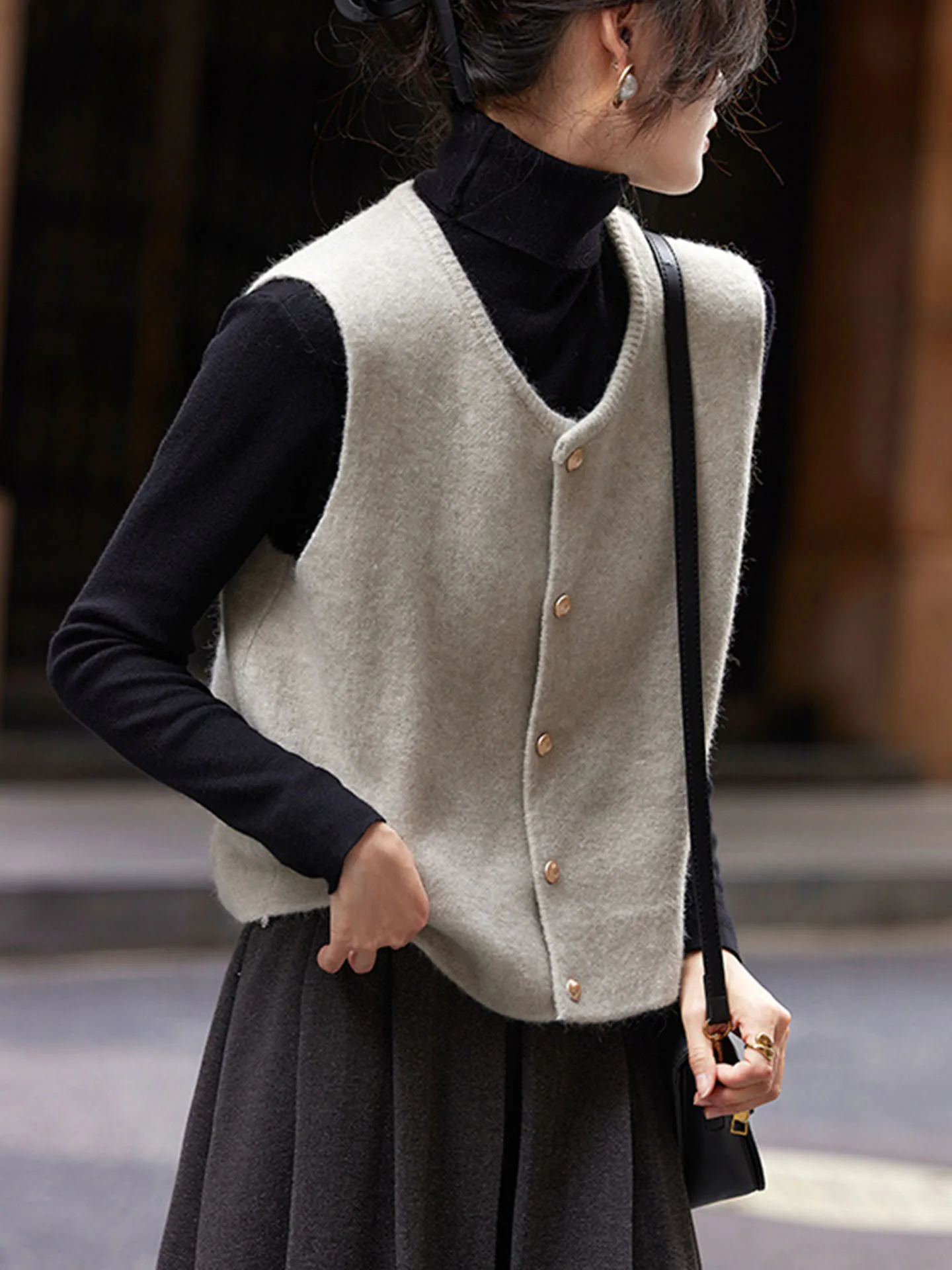 Comodo gilet lavorato a maglia da donna Svel Top Faionable Design a strati Colore puro Trendy Pendolarismo Sle Stagione invernale