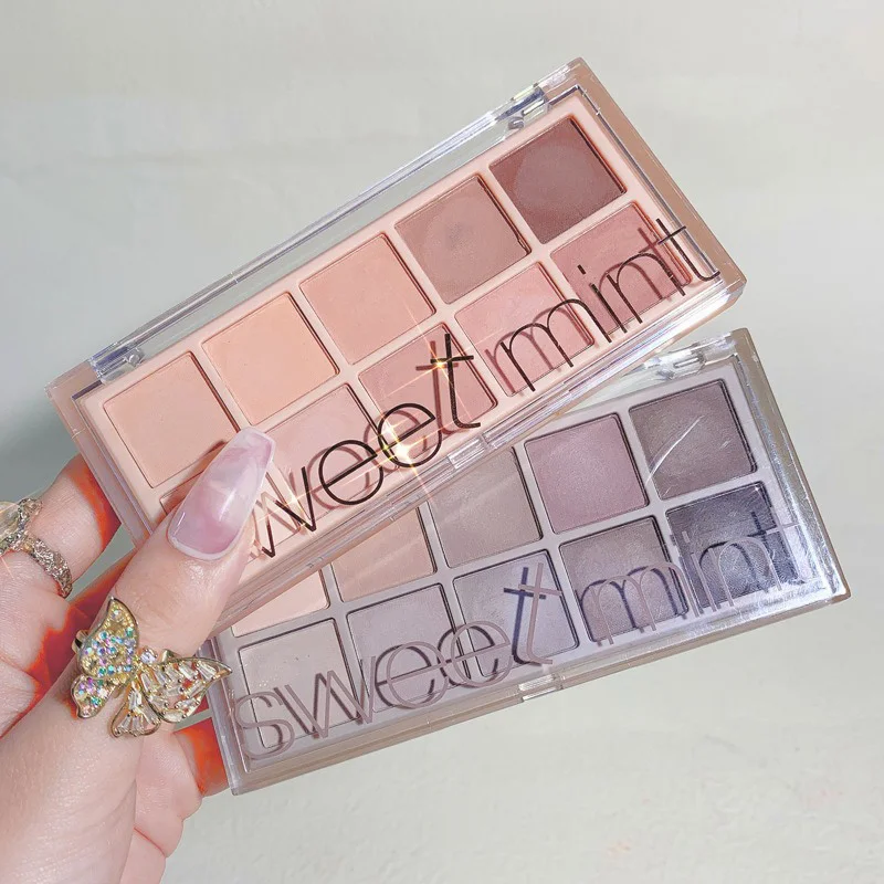 マットパールアイシャドウトレイ,ファインピース,アースカラー,光沢のあるミルクティー,10色