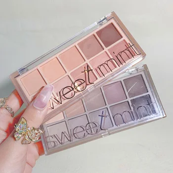 10 color eyeshadow matte Pearl fine shining piece milk tea Earth color niche eyeshadow…