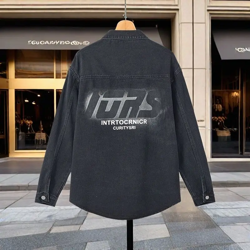 

Джинсовая куртка для подростков, весна-осень, новая свободная рубашка с длинными рукавами для школьников младших классов, обычная рубашка, рубашки для мужчин, дизайнерская одежда